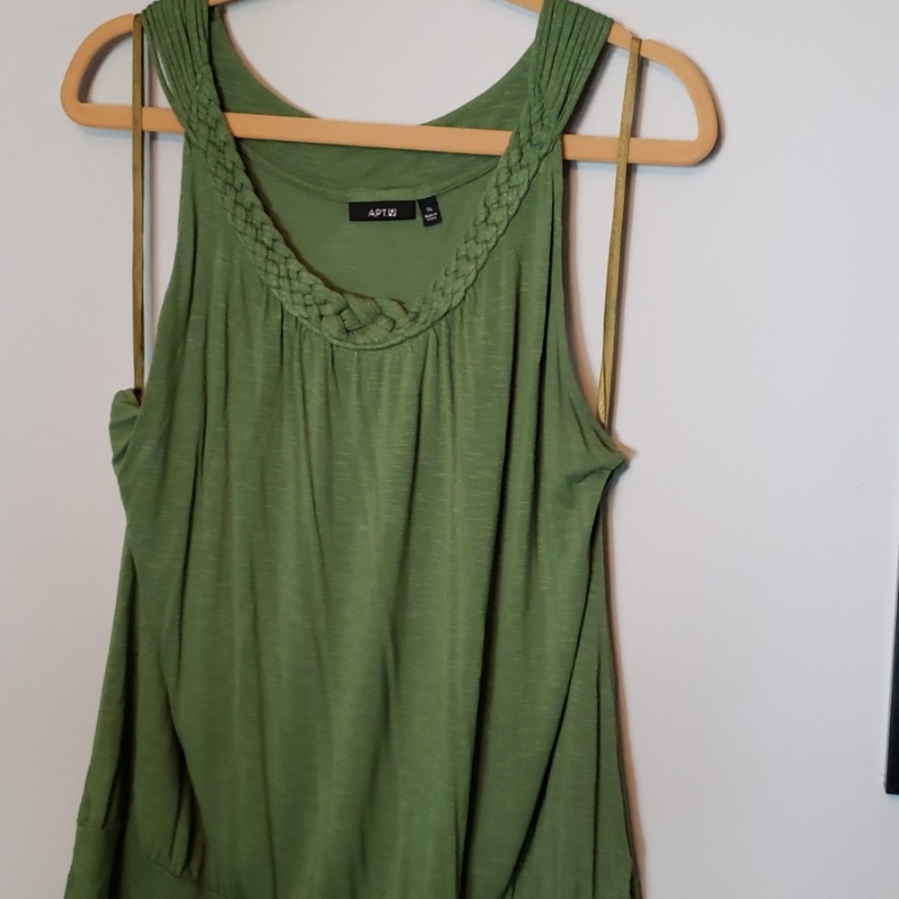 Olive green tank top with neckline detail